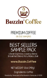 Best Sellers Coffee Sample Packs - 6 Bean, Cowboy Blend, Breakfast Blend, Peru, Mexico, & Bali
